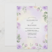 Invitation Mariage peint d'Améthyste et de Sauge (Devant / Derrière)