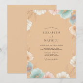 Invitation Mariage Peint dans un Ton Sable Azur (Devant / Derrière)