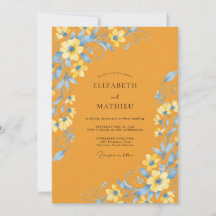 Invitation Mariage peint d'azur doré