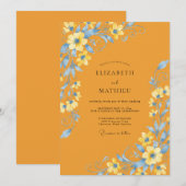 Invitation Mariage peint d'azur doré (Devant / Derrière)