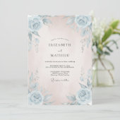 Invitation Mariage peint d'Azur rose (Debout devant)