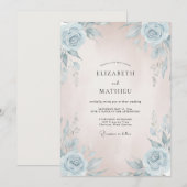 Invitation Mariage peint d'Azur rose (Devant / Derrière)