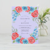 Invitation Mariage peint de corail azur (Debout devant)