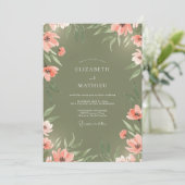 Invitation Mariage peint de corail d'olive (Debout devant)