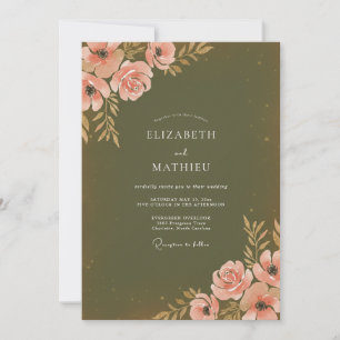 Invitation Mariage peint de corail moussu