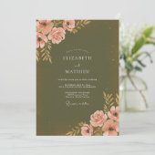 Invitation Mariage peint de corail moussu (Debout devant)