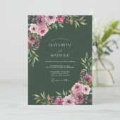 Invitation Mariage Peint de la Forêt Magenta (Debout devant)