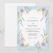 Invitation Mariage Peint de Lavande et de Pervenche (Devant / Derrière)