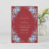 Invitation Mariage Peint de Mariage Pourpre et Pervenche (Debout devant)