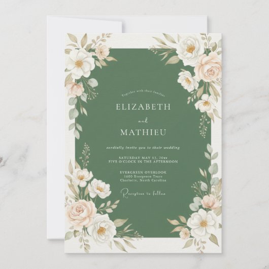 Invitation Mariage Peint de Pêche Mousse (Devant)