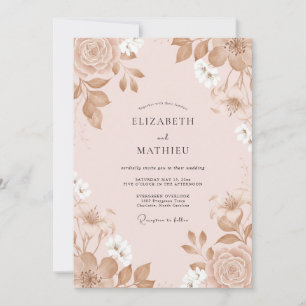 Invitation Mariage peint de pivoine de Champagne