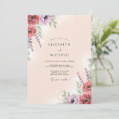 Invitation Mariage peint de prune bordeaux profond (Debout devant)