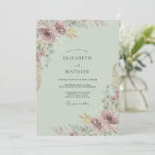 Invitation Mariage peint de prune céladon (Debout devant)