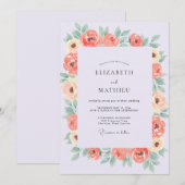 Invitation Mariage peint de renoncules au corail doux (Devant / Derrière)