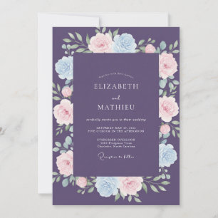 Invitation Mariage peint de renoncules violettes