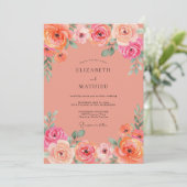 Invitation Mariage peint de rose antique corail (Debout devant)