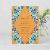 Invitation Mariage Peint de Souci et de Sarcelle (Debout devant)