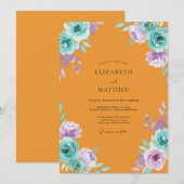 Invitation Mariage Peint de Souci Violet (Devant / Derrière)