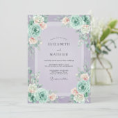 Invitation Mariage peint de succulente lilas (Debout devant)