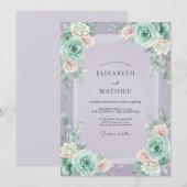 Invitation Mariage peint de succulente lilas (Devant / Derrière)
