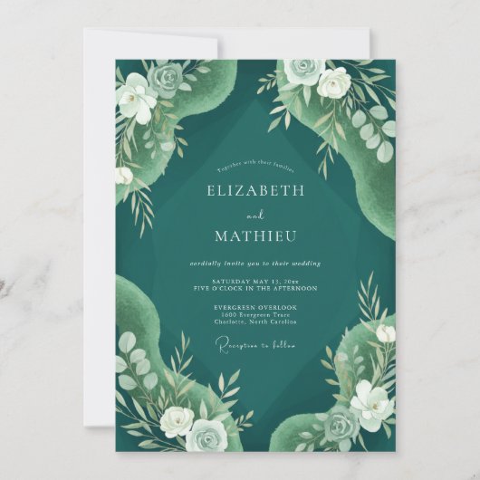 Invitation Mariage peint de vigne forestière (Devant)