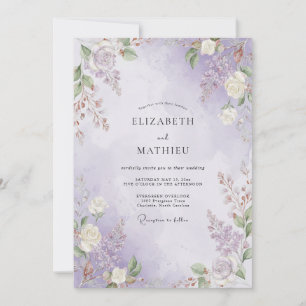 Invitation Mariage peint de violet pâle