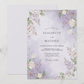 Invitation Mariage peint de violet pâle (Devant / Derrière)
