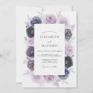Invitation Mariage peint d'indigo améthyste