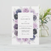 Invitation Mariage peint d'indigo améthyste (Debout devant)