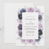 Invitation Mariage peint d'indigo améthyste (Devant / Derrière)