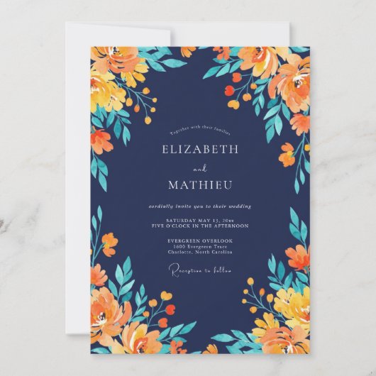 Invitation Mariage peint doré à minuit (Devant)