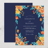 Invitation Mariage peint doré à minuit (Devant / Derrière)