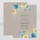 Invitation Mariage peint doré d'azur (Devant / Derrière)