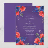 Invitation Mariage peint écarlate prune (Devant / Derrière)