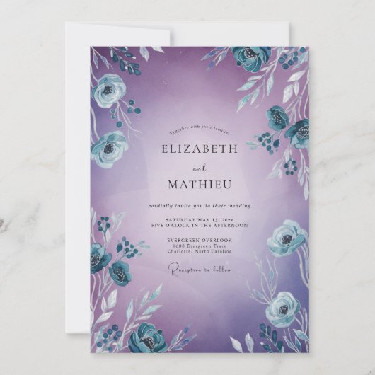 Invitation Mariage Peint en Acier Améthyste (Devant)