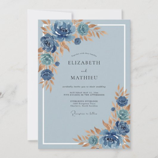 Invitation Mariage Peint en Acier Cuivre (Devant)