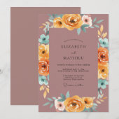 Invitation Mariage peint en ambre mauve (Devant / Derrière)