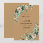 Invitation Mariage peint en Aqua Brun (Devant / Derrière)