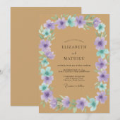 Invitation Mariage peint en Aqua Violet (Devant / Derrière)