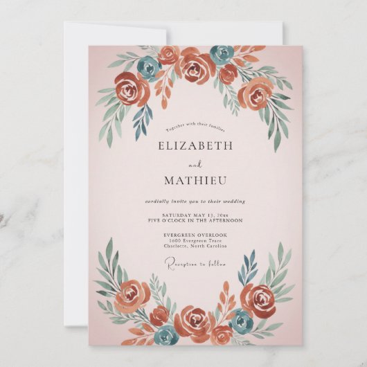 Invitation Mariage peint en ardoise rouille (Devant)