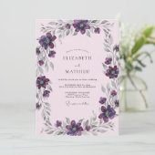 Invitation Mariage peint en argent et prune (Debout devant)