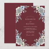 Invitation Mariage Peint en Argent Marron (Devant / Derrière)