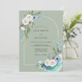 Invitation Mariage peint en azur céladon (Debout devant)