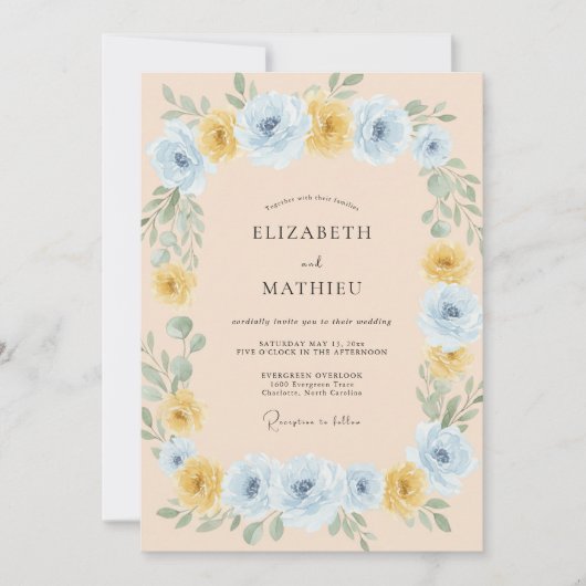 Invitation Mariage peint en blanc perle (Devant)
