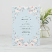 Invitation Mariage Peint en Bleu Brume (Debout devant)