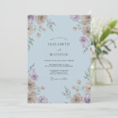 Invitation Mariage Peint en Bleu Poudre (Debout devant)