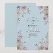 Invitation Mariage Peint en Bleu Poudre (Devant / Derrière)