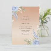 Invitation Mariage Peint en Brun Pervenche (Debout devant)
