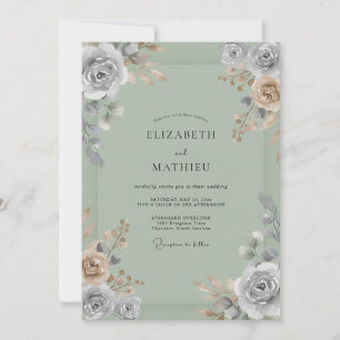 Invitation Mariage peint en céladon