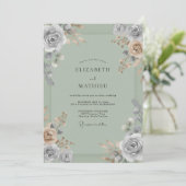 Invitation Mariage peint en céladon (Debout devant)